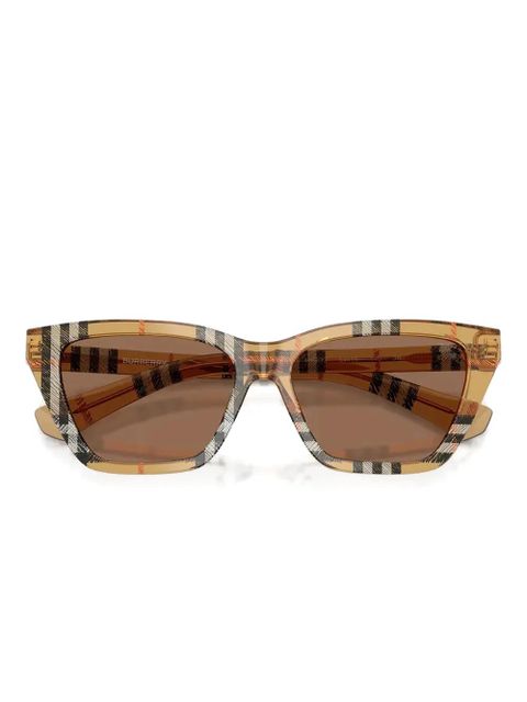 Burberry Eyewear tartan-pattern geometric-frame sunglasses - Neutrals