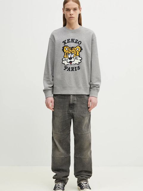 Kenzo bluza bawełniana x Verdy kolor szary z nadrukiem FF58SW2394MF.94