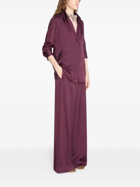 DRIES VAN NOTEN satin-finish shirt - Purple