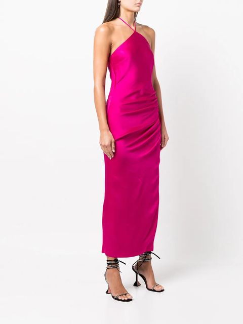 Simkhai Draped-Front embellished midi dress - Pink