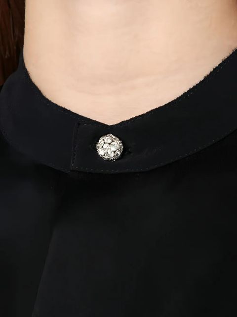 Victoria Beckham crystal-button satin-panel shirt - Black