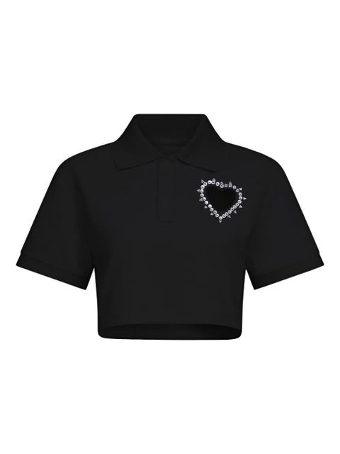 AREA crystal-embellished cropped polo - Black - zdjęcie produktu nr 1