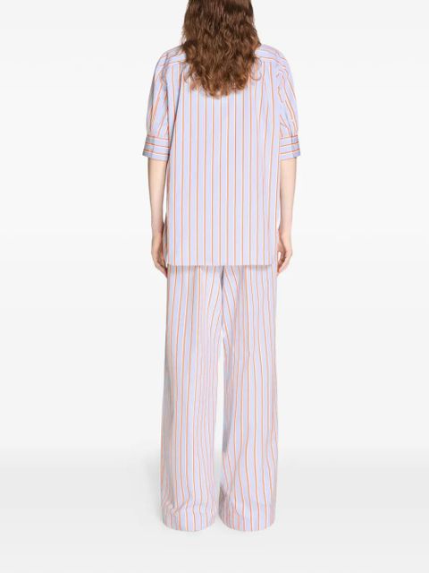DRIES VAN NOTEN cuffed striped cotton shirt - Blue