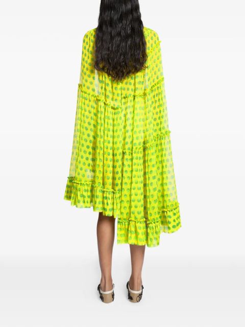 DRIES VAN NOTEN ruffled polka-dot cape dress - Yellow
