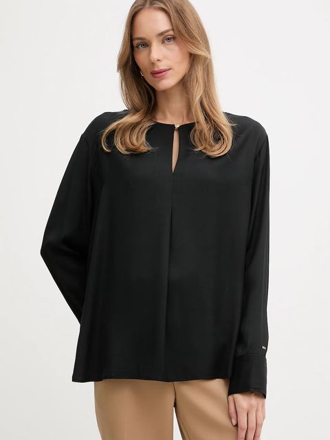 Tommy Hilfiger bluzka damska kolor czarny gładka WW0WW47339 - zdjęcie produktu nr 1