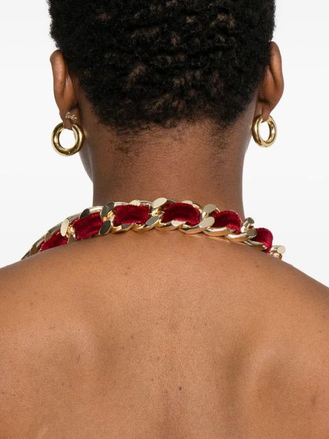 Balmain chain-detail velvet mini dress - Red