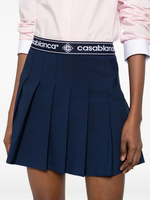 Casablanca logo-waistband mini skirt - Blue