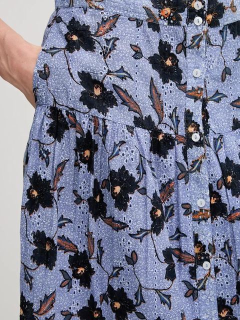 Pepe Jeans spódnica bawełniana ENODIA kolor niebieski midi rozkloszowana PL901193