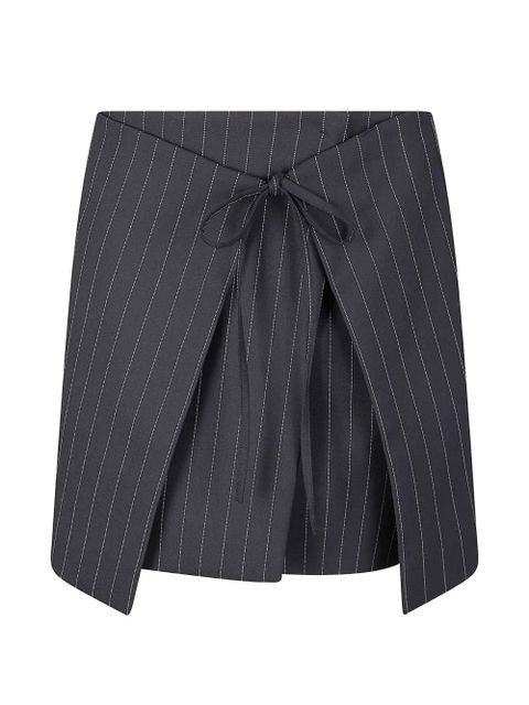 Sportmax Fatti mini pinstripe-pattern tie-detail skirt - Grey - zdjęcie produktu nr 1