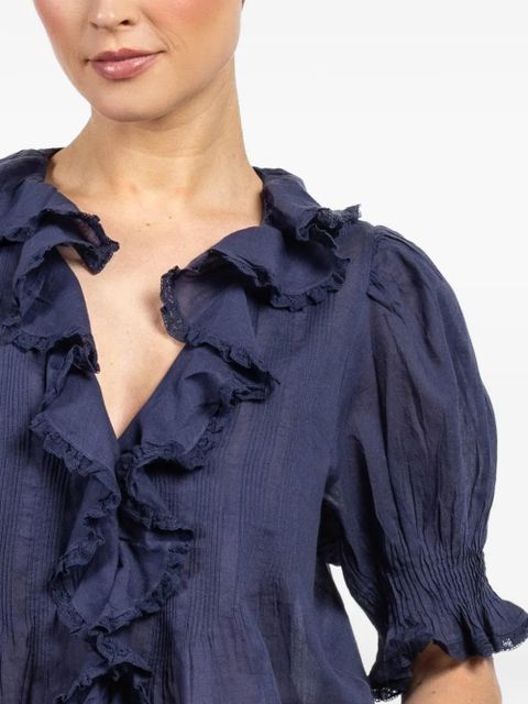 DÔEN Henri ruffled top - Blue
