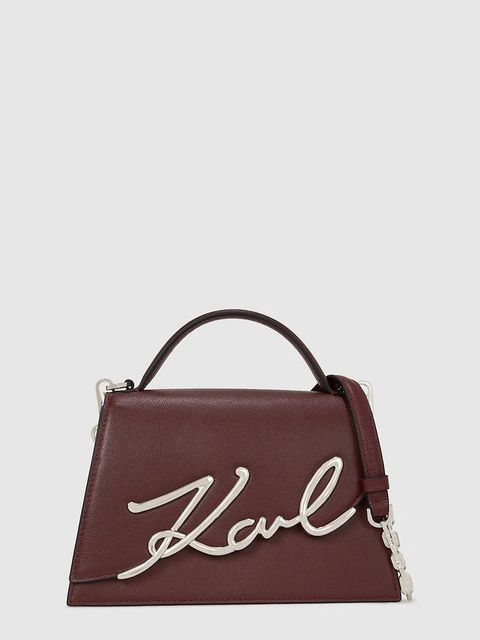 Karl Lagerfeld torebka skórzana K/SIGNATURE kolor brązowy A1W30036 - zdjęcie produktu nr 1