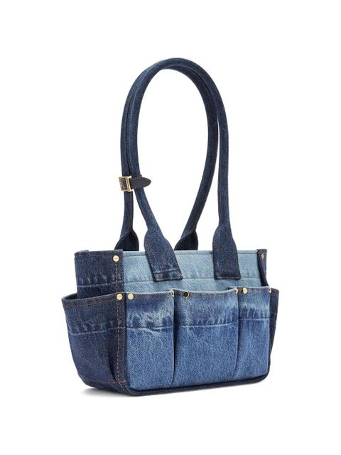 GANNI pocket studded shoulder bag - Blue