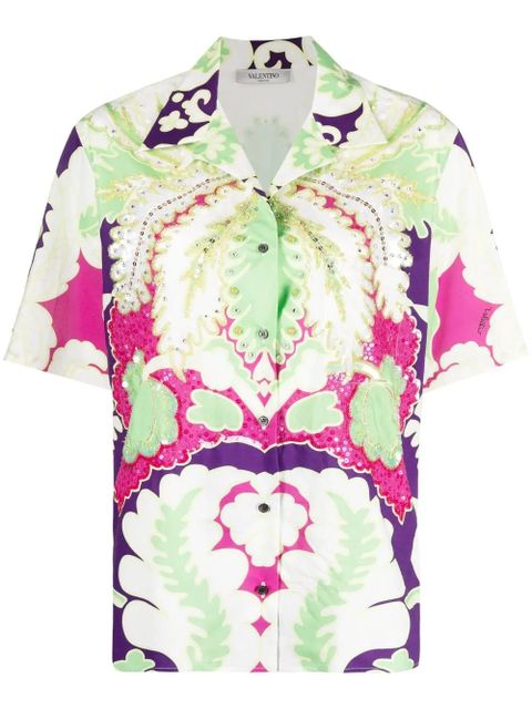 Valentino Garavani embellished floral-print shirt - Green - zdjęcie produktu nr 1