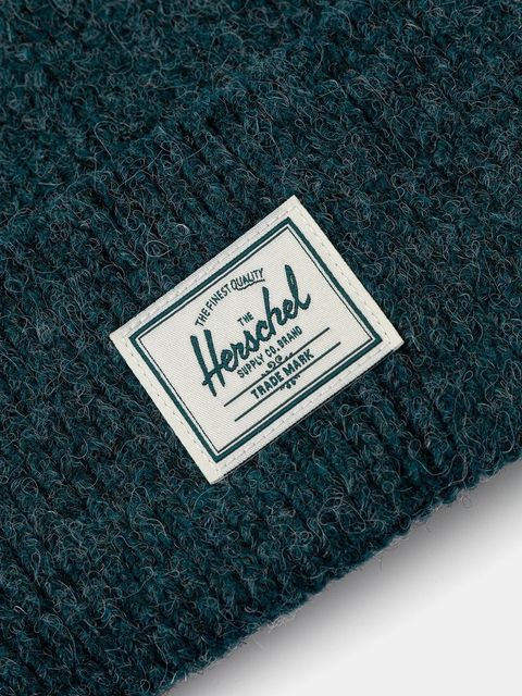 Herschel czapka z domieszką wełny Super Soft kolor zielony 50481-06551-OS