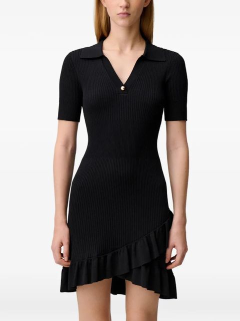 Claudie Pierlot ruffled polo knitted dress - Black