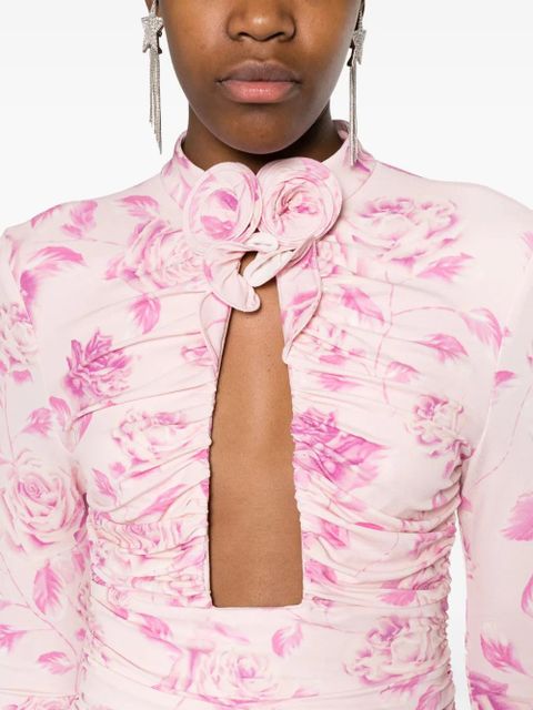 Magda Butrym rose-print cut-out minidress - Pink