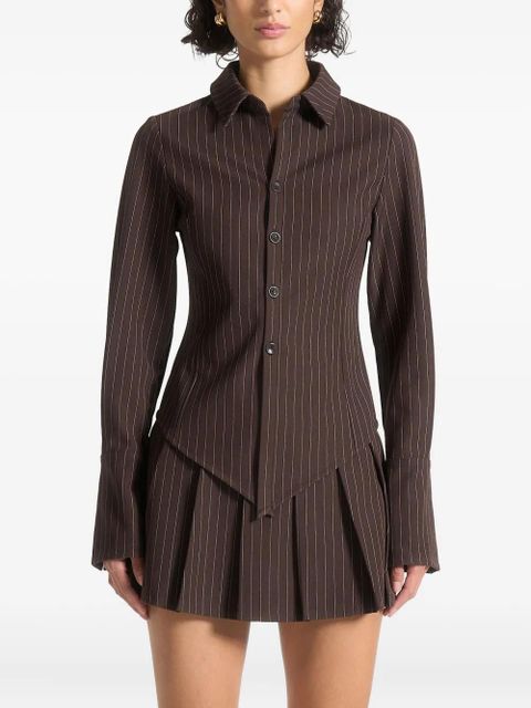 Manière De Voir Sonia Angled pinstripe shirt - Brown - zdjęcie produktu nr 1