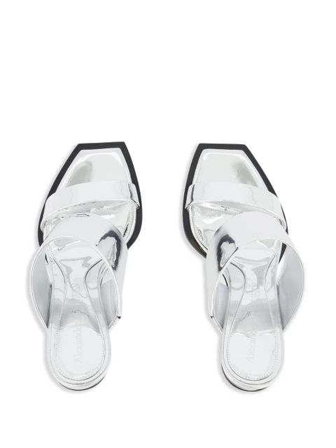 Alexander McQueen square-toe wedge-platform sandals - Silver