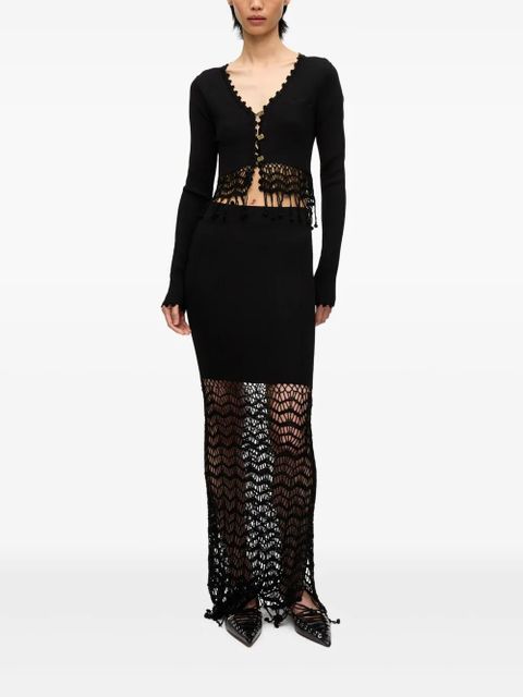 GANNI macramé-detailing maxi skirt - Black - zdjęcie produktu nr 2