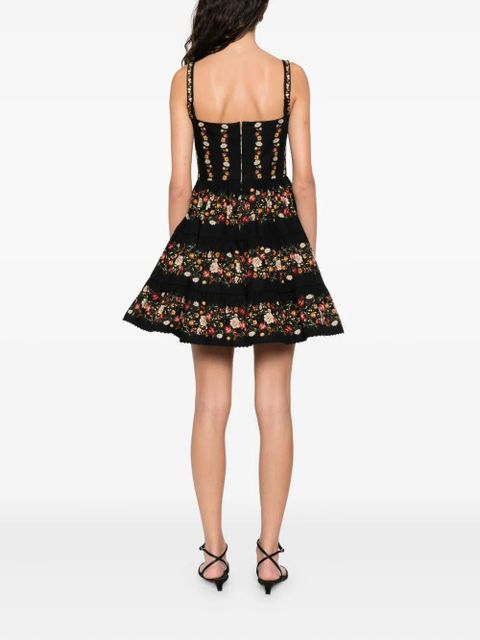 Agua By Agua Bendita Lima strappy floral mini dress - Black