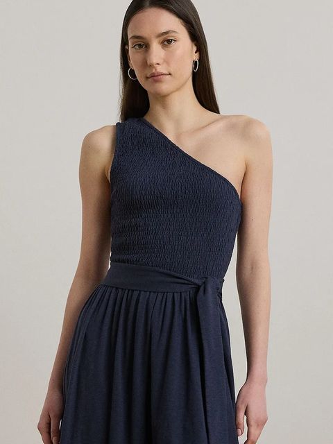 Lauren Ralph Lauren sukienka kolor granatowy midi rozkloszowana 200973608