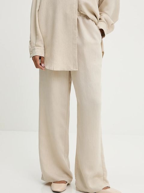 Answear.LAB koszula i spodnie z lnem damski kolor beżowy