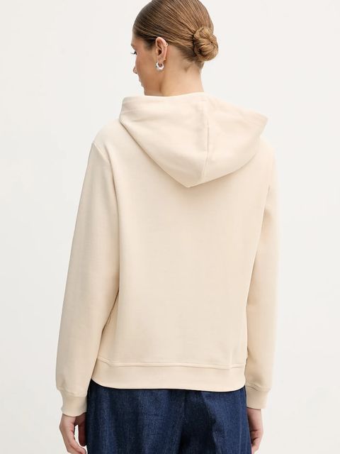 Joop! bluza damska kolor beżowy z kapturem z aplikacją 30100249