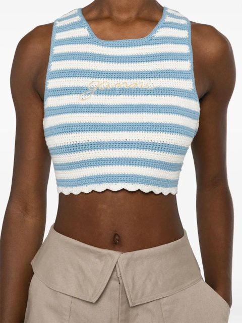 GANNI striped organic cotton tank top - Blue