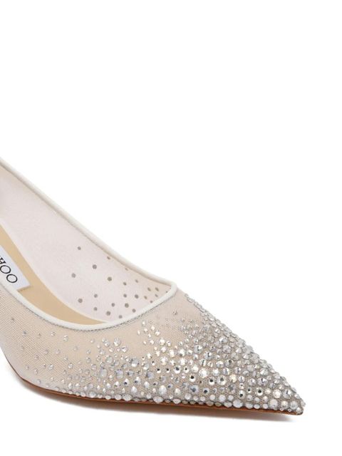 Jimmy Choo 85mm crystal-embellished mesh pumps - White