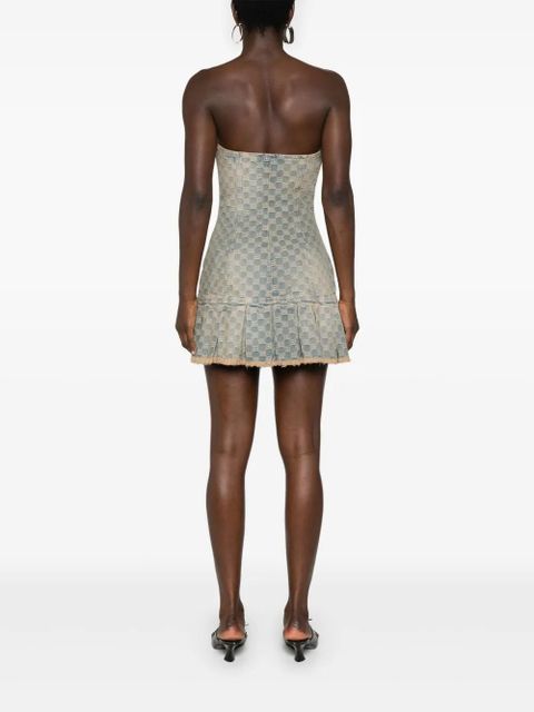 MISBHV monogram-jacquard denim mini dress - Blue