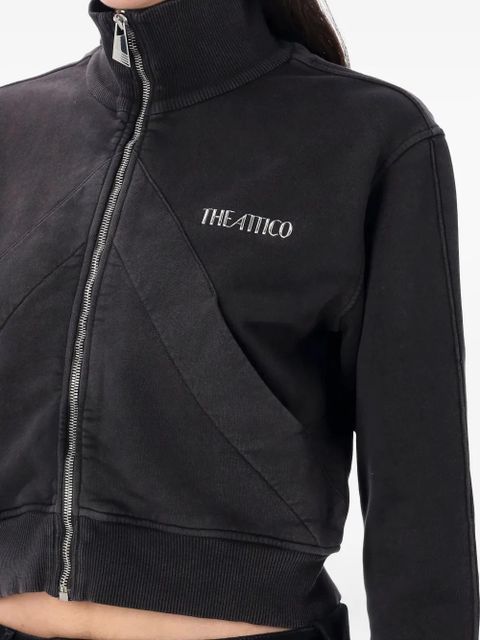 The Attico zip-front panelled fleece top - Black