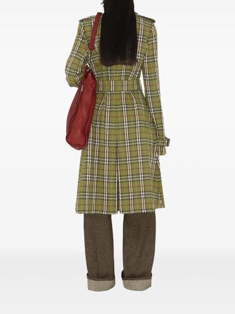Burberry long checked trench coat - Green - zdjęcie produktu nr 2