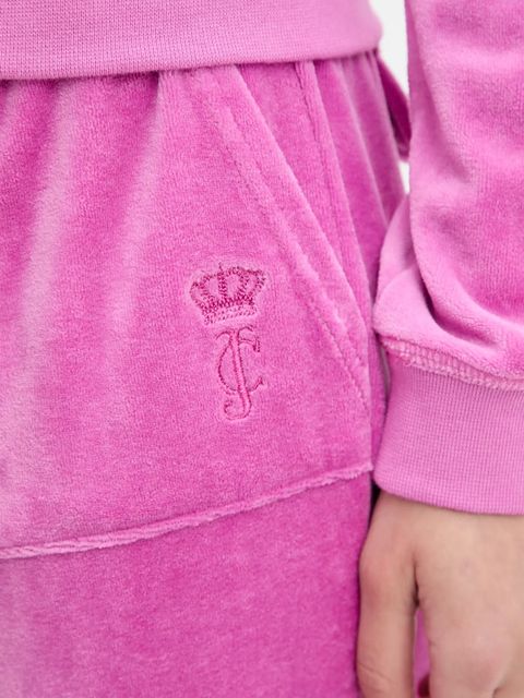 Juicy Couture spodnie dresowe welurowe CAISA LOW RISE PANT damskie kolor różowy gładkie JCSEBJ008G