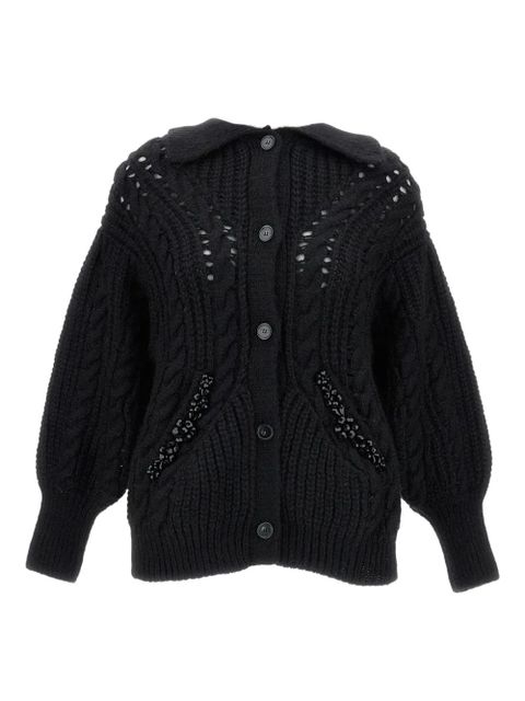 Simone Rocha cable-knit embellished cardigan - Black - zdjęcie produktu nr 1