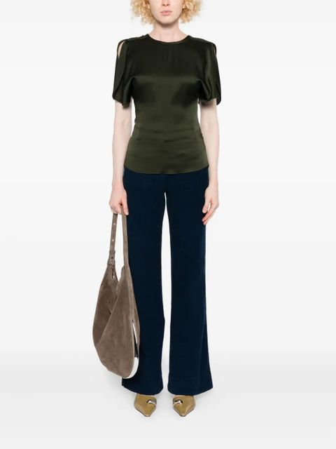 Victoria Beckham draped-sleeve blouse - Green