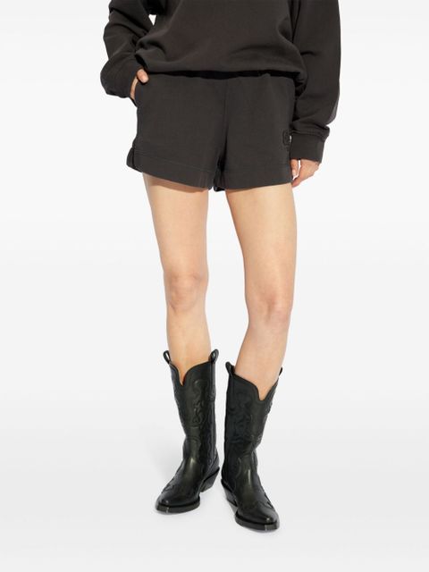 GANNI logo-embroidered organic cotton track shorts - Black - zdjęcie produktu nr 2