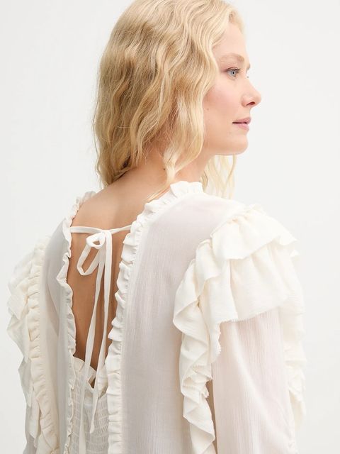 MUNTHE bluzka CRISP damska kolor beżowy gładka 252100225231