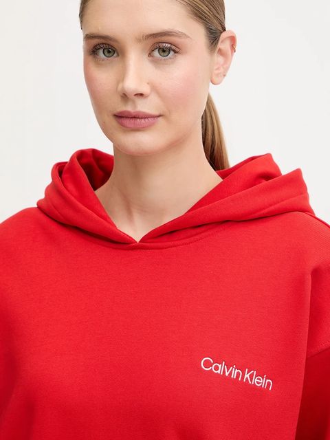 Calvin Klein Performance bluza damska kolor czerwony z kapturem gładka LVGWF5W309