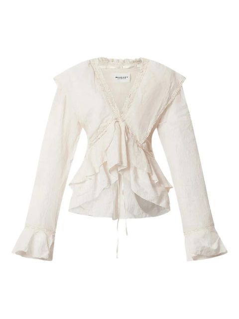 MARANT ÉTOILE damienne ruffled lace blouse - Neutrals - zdjęcie produktu nr 1