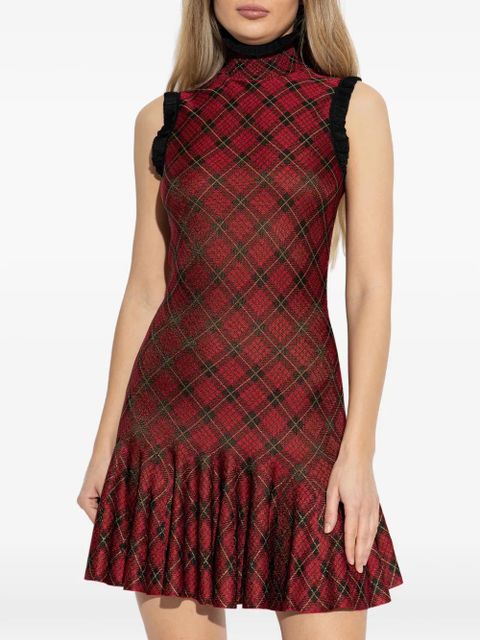 Alexander McQueen ruffled tartan mini dress - Red