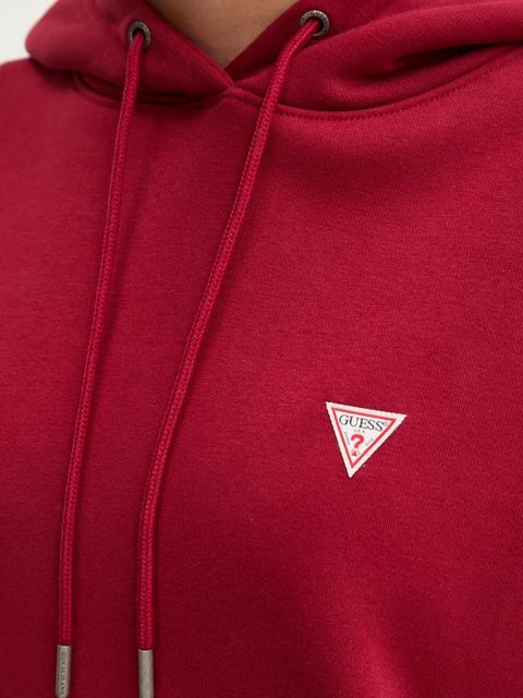 Guess Jeans bluza damska kolor bordowy z kapturem gładka W4YQ04 KC811