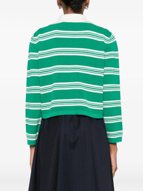Maje striped long-sleeve polo top - Green