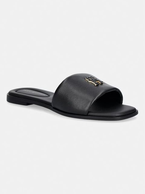 Tommy Hilfiger klapki damskie skórzane TH LOGO HARDWARE LEATHER MULE - zdjęcie produktu nr 1