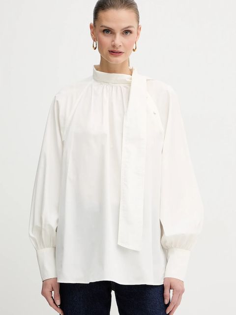 Weekend Max Mara bluzka bawełniana BURGOS damska kolor beżowy gładka 2525116013600 - zdjęcie produktu nr 1