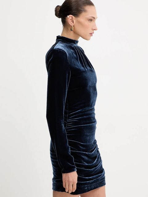 Rotate sukienka z dodatkiem jedwabiu kolor granatowy mini dopasowana 1149221192