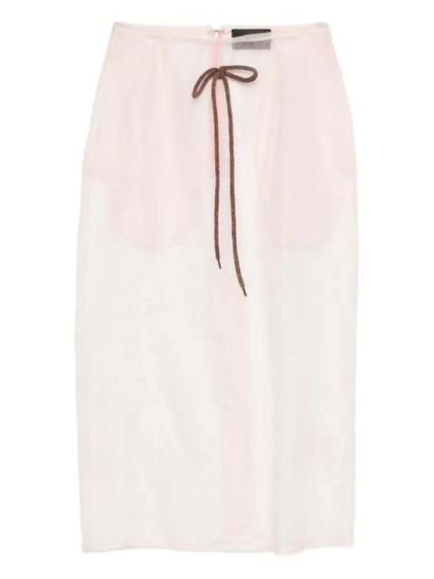 Simone Rocha sheer frayed column midi skirt - Pink - zdjęcie produktu nr 1
