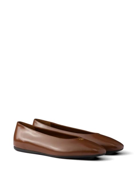 Prada brushed leather ballerinas - Brown