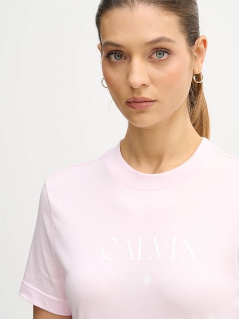 Calvin Klein Jeans t-shirt bawełniany damski kolor różowy LV047E813G