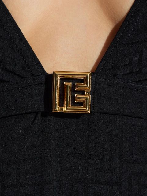 Balmain monogram-pattern swimsuit - Black
