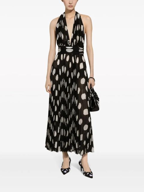 Dolce & Gabbana polka-dot pleated midi dress - Black - zdjęcie produktu nr 2